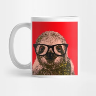 Geek Sloth in Red Background - Print / Home Decor / Wall Art / Poster / Gift / Birthday / Sloth Lover Gift / Animal print Canvas Print Mug